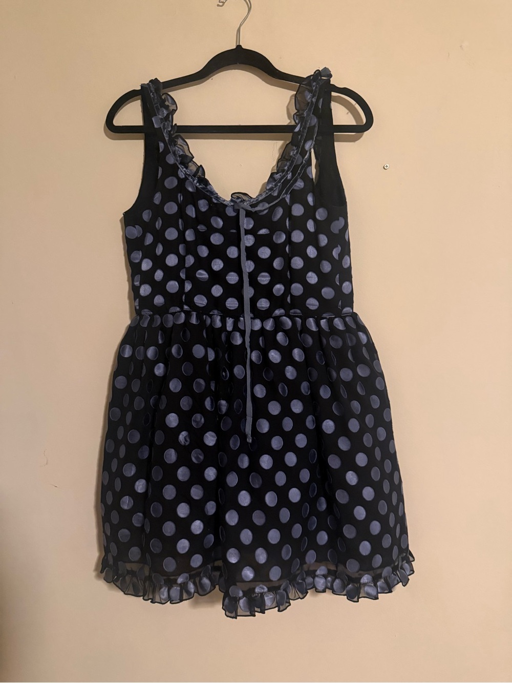 Anna Sui Ruffle Sleeveless Dress Polka Dot